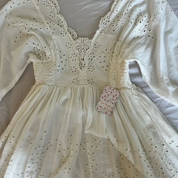 Free People Cream Embroidered Dress - Picture 3 of 3
